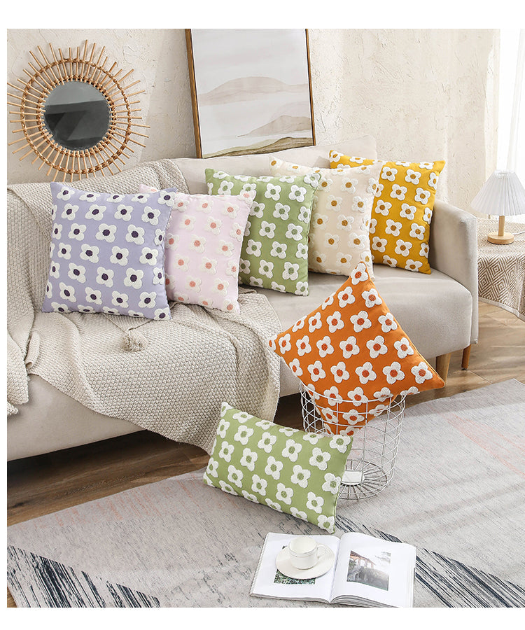 Funda de Cojín LuxeBloom Artisan | Exquisito bordado de margaritas para un toque de elegancia y confort en tu decoración del hogar
